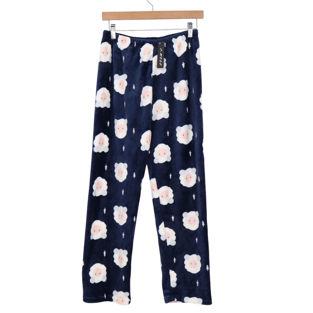 C-Mode Navy Blue Sheep Print Fleece Pajama Pants One Size NEW